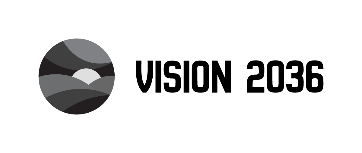 Vision 2036 black and white logo on white