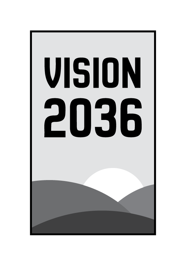Vision 2036 black and white secondary logo on white