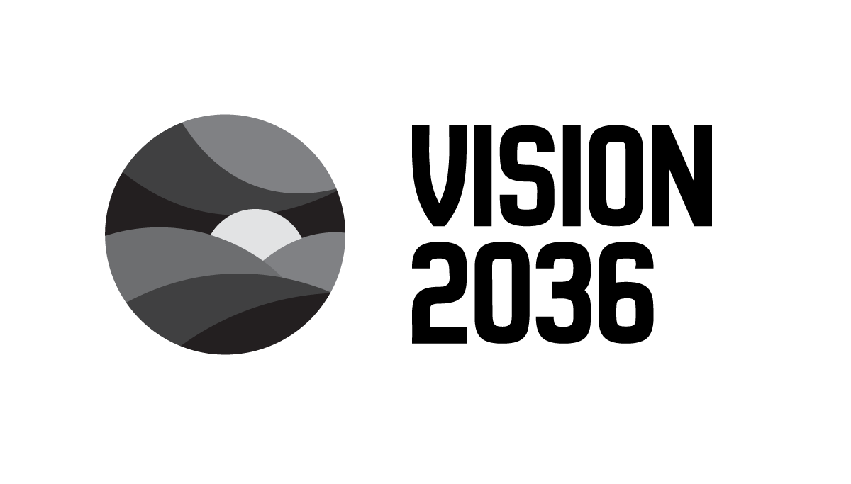 Vision 2036 black and white stacked logo on white