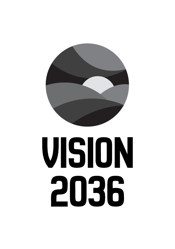 Vision 2036 black and white stacked logo on white