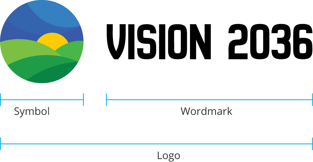 primary Vision 2036 logo with guidelines