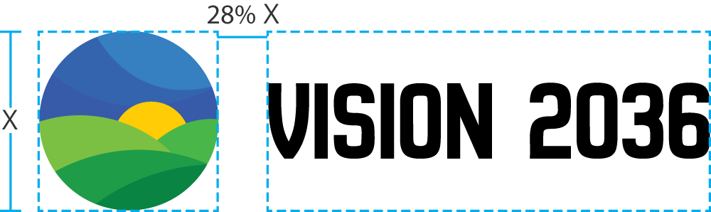 Vision 2036 primary logo with margin guidelines