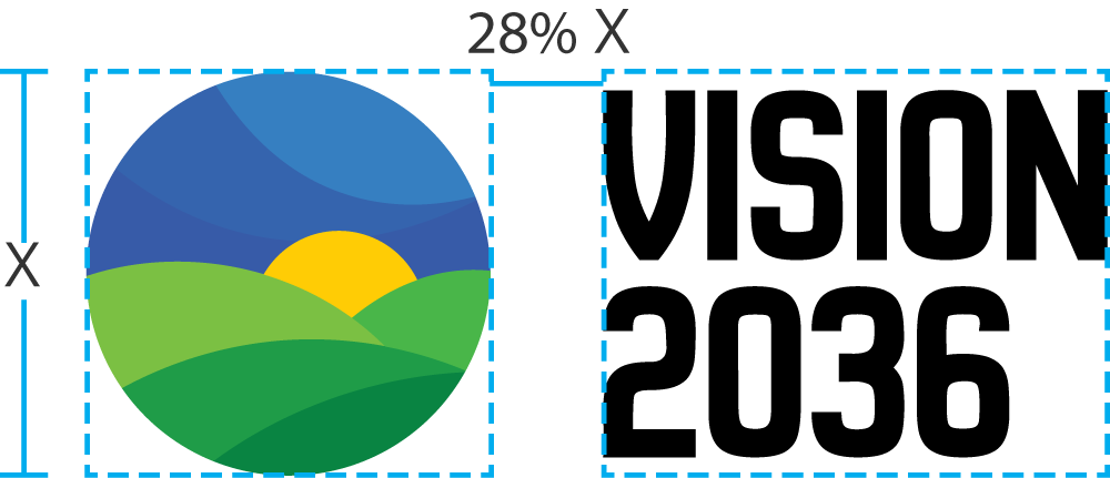 Vision 2036 stacked logo with margin guidelines