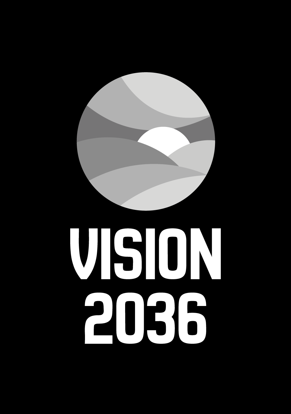 Vision 2036 black and white logo symbol