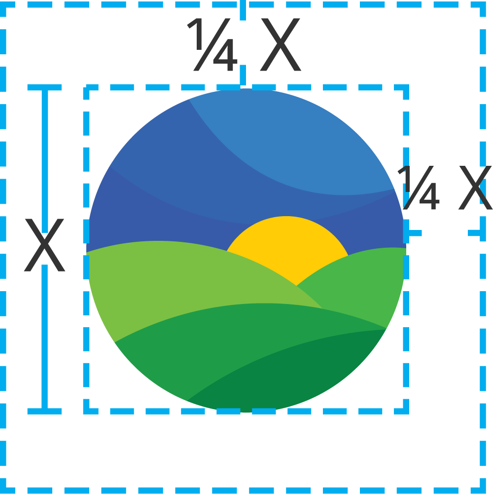 Vision 2036 logo symbol with clearance guidelines