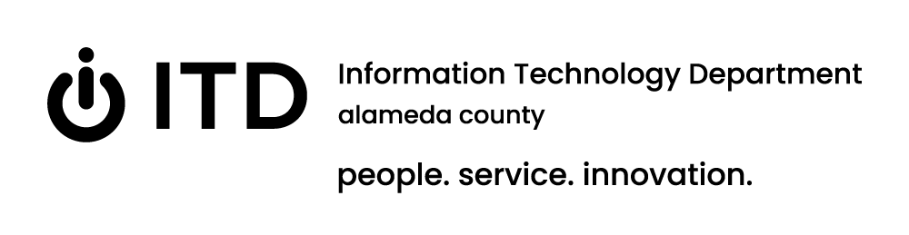 black horizontal ITD logo with department and county names and tagline
