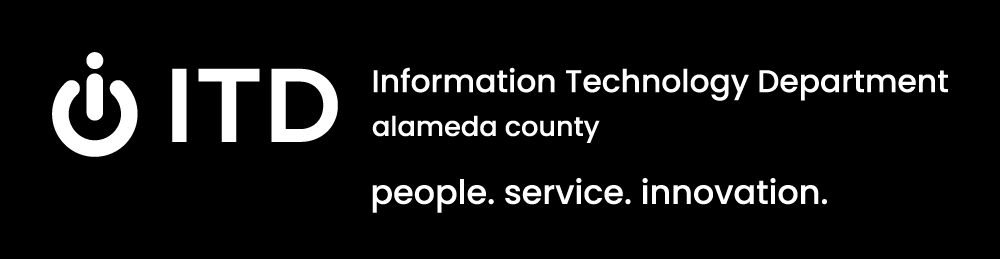 white horizontal ITD logo with department and county names and tagline