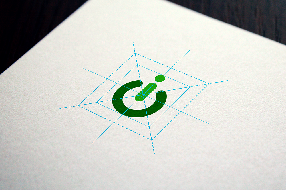 ITD logo with guidelines on paper