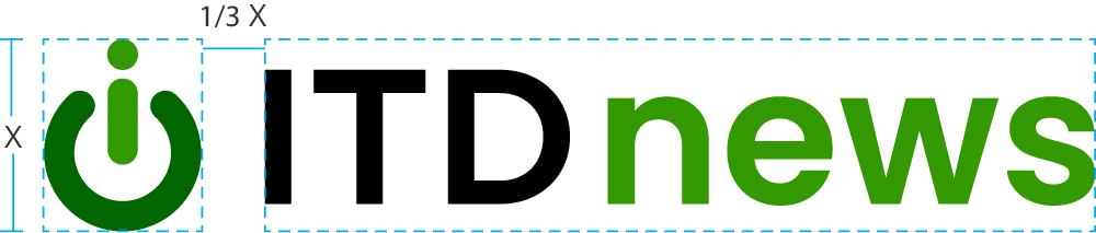 ITD logo with news subbrand with margin guides
